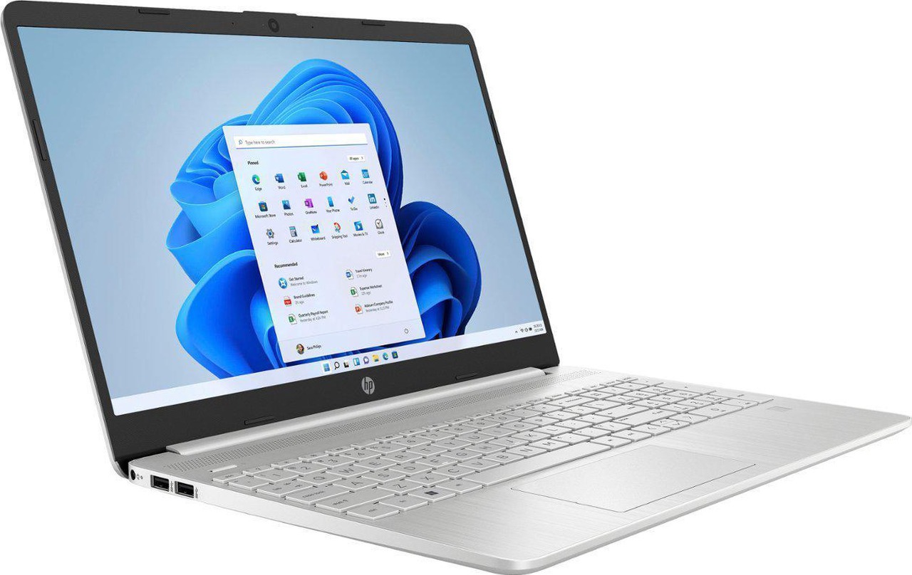 لابتوب HP 15s-fq0008nia، معالج Intel Celeron N4120، ذاكرة RAM سعة 4 جيجابايت، تخزين SSD سعة 256 جيجابايت، رسومات Intel UHD، شاشة HD بحجم 15.6 بوصة، نظام التشغيل (DOS/بدون نظام تشغيل)، لوحة مفاتيح إنجليزية، لون فضي طبيعي.