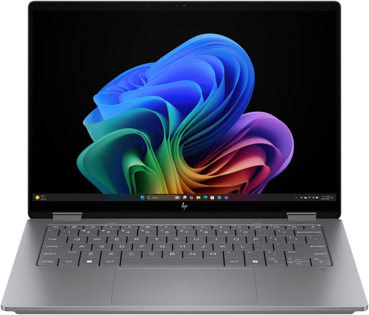 HP OmniBook X Flip 14-fk0001ne 2-in-1 Laptop AMD Ryzen AI 5-340 Processor 16GB Ram 512GB SSD Storage AMD Radeon 840M Graphics 14 Inch 2K Touch Display Operating System Windows 11 Home English Arabic Backlit Keyboard - Meteor Silver