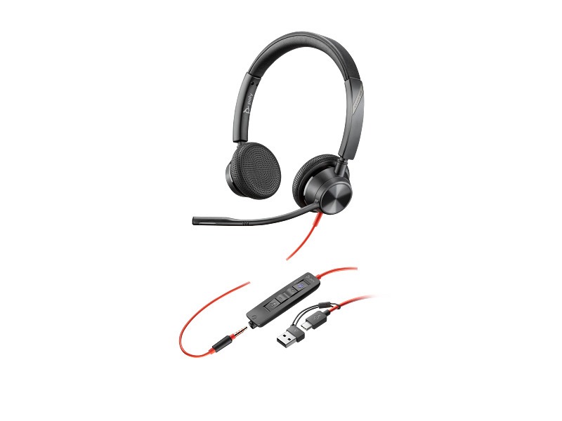 Poly Blackwire 3325‑M USB‑C Stereo Headset + USB‑C/A Adapter Microsoft Teams Certified Wired Stereo USB‑C Headset 