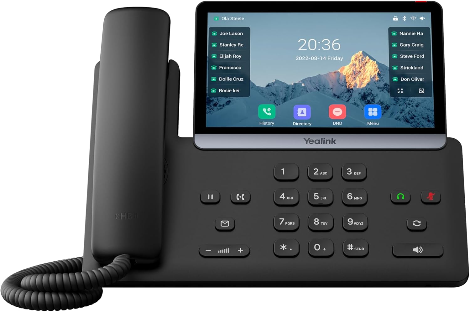 Yealink SIP-T87W 8-Inch Android Business IP Phone Wi-Fi 6, Bluetooth 5.2, 16 VoIP Accounts, Dual Gigabit Ethernet, USB-A & USB-C, Full HD Audio, PoE Support, Black
