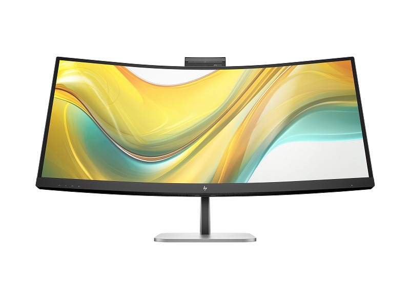 شاشة مؤتمرات HP S5 534PM بمنفذ USB-C مقاس 34 بوصة بدقة WQHD ‏3440×1440، معدل تحديث 100 هرتز، زمن استجابة 5 مللي ثانية GtG، تقليل ضوضاء بالذكاء الاصطناعي، مكبرات صوت مدمجة 4×3 واط، أسود وفضي