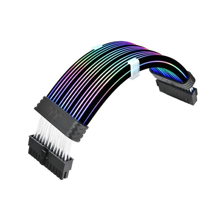 كابل Thermaltake Tt Mod ARGB بـ24 دبوس، بطول 240 مم، كابل تمديد طاقة مضيء للوحة الأم - أسود.
